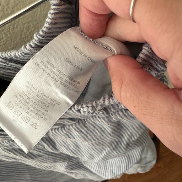 Quince European Linen Blue Pinstripe Pants Size Large - Picture 6 of 7